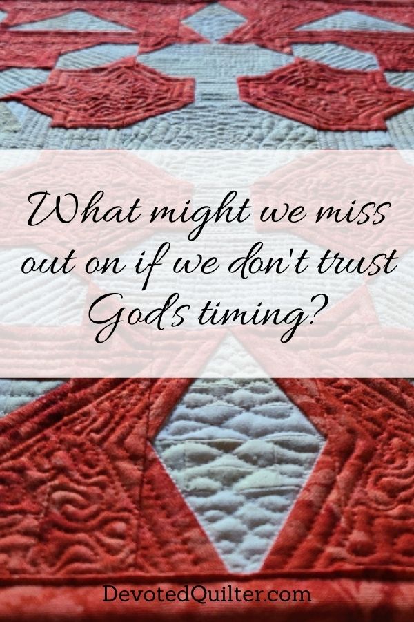 What might we miss out on if we don't trust God's timing? | DevotedQuilter.com
