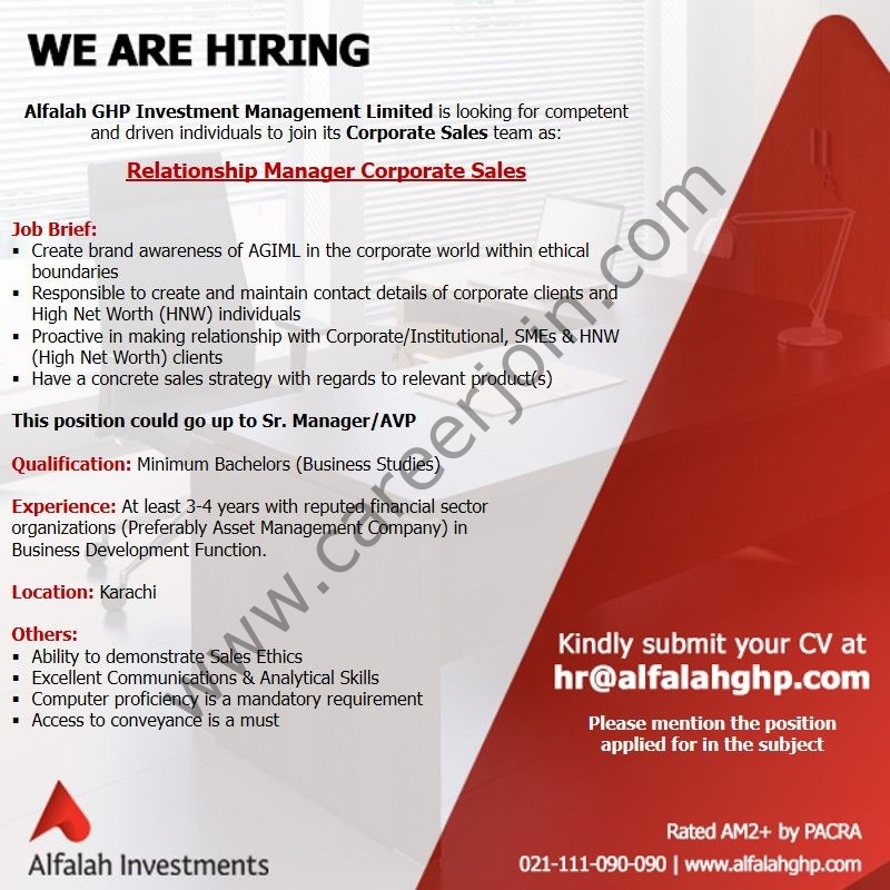Alfalah GHP Investment Management Limited Jobs November 2021