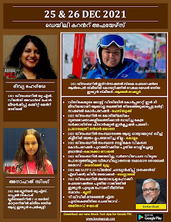 Daily Malayalam Current Affairs 25-26 Dec 2021