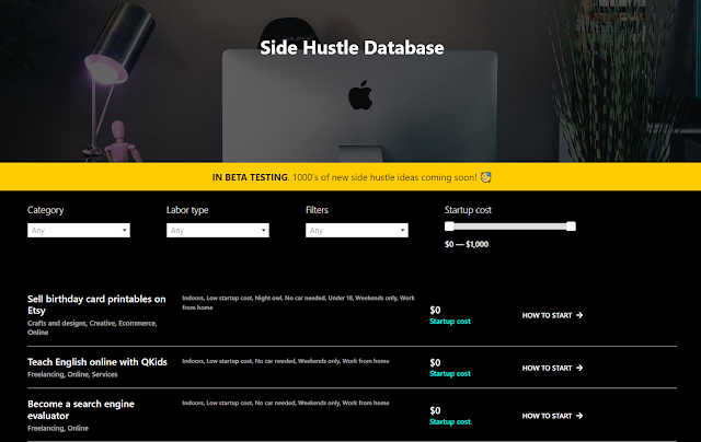 side hustle database