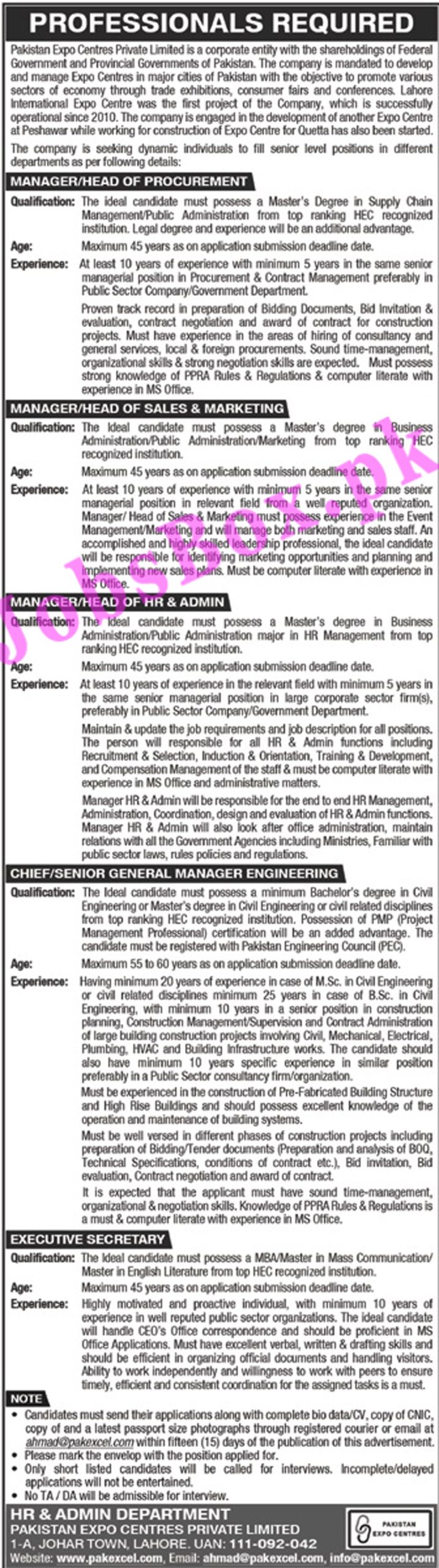 www.pakexcel.com - Pakistan Expo Centres Private Limited Jobs 2021 in Pakistan