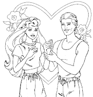 Barbie and Ken in love Coloring Pages