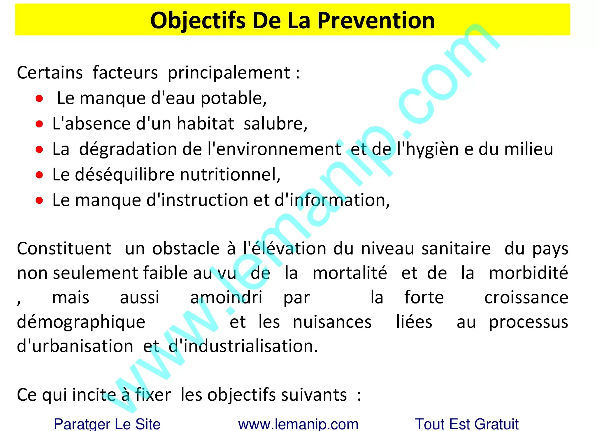 Objectifs De La Prevention