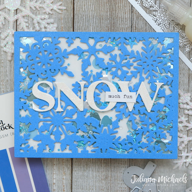 Snow Much Fun Winter Card by Juliana Michaels featuring Honey Bee Stamps Fancy Flakes Cover Plate Die