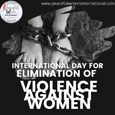 International Day for the Elimination of Violence Against Women with legs bound by a chain - Peaceful Writers International