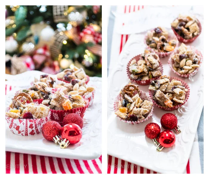 Christmas snack mix presentation for party