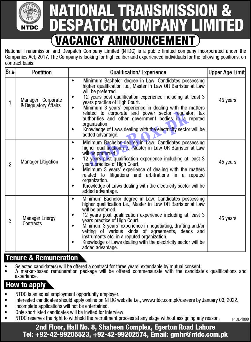 National Transmission & Despatch Company NTDC Jobs 2022