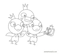 Three birds - Luo Bao Bei coloring page