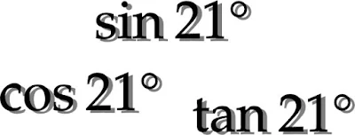 sin21°、cos21°、tan21°