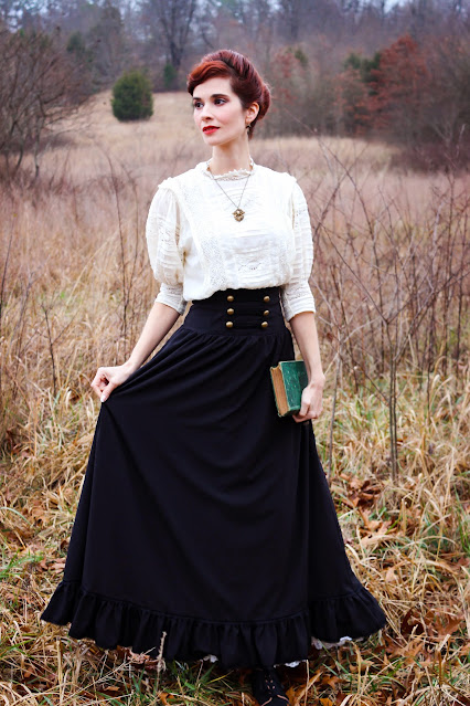 Scarlet Darkness Women Victorian Maxi Skirt Vintage Edwardian High Waist A Line Skirt 