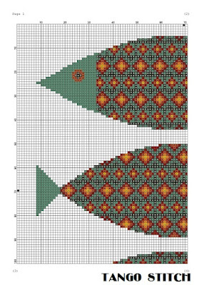 Golden fish ornament easy cross stitch pattern