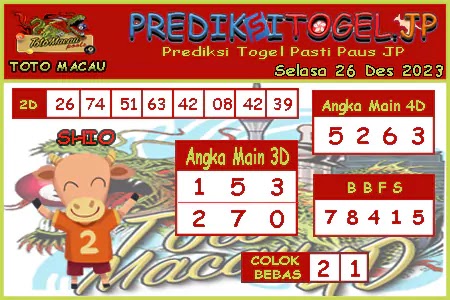 Prediksi Toto Macau JP Selasa 26 Desember 2023