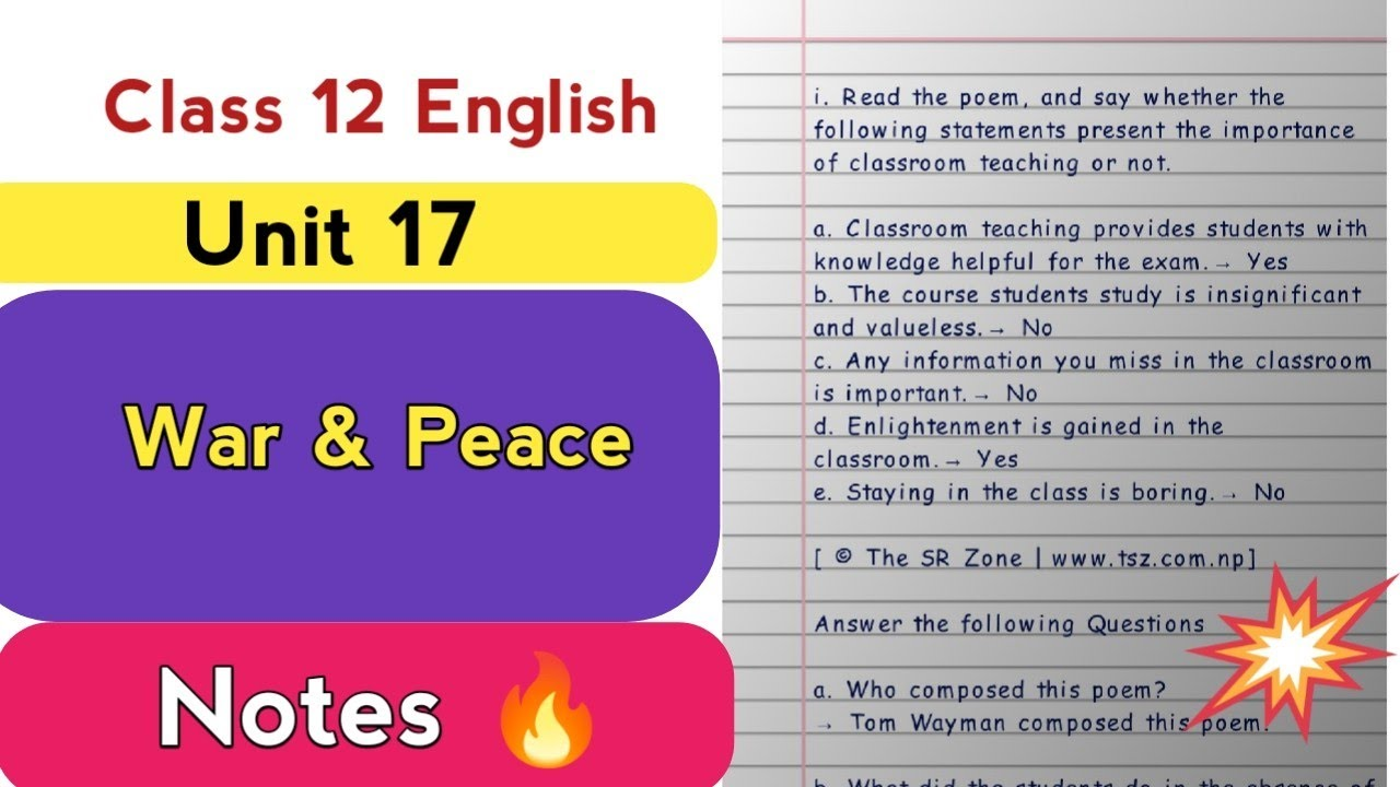 Class 12 English book Unit 17 War and Peace -Train to Pakistan Exercise PDF
