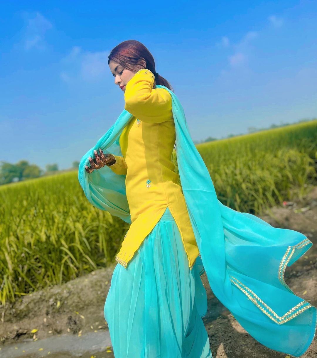 Avneet Kaur: A Diva in Yellow and Sky Blue Salwar Set