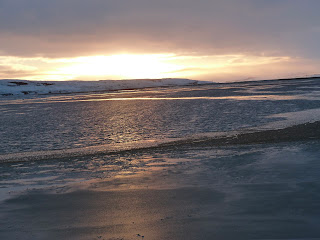 Frozen river at sunset north Iceland. Photo by Michael Ridpath author of the Magnus Iceland Mysteries