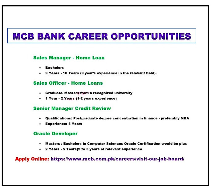 MCB Bank  Latest Jobs 2021- Online Apply