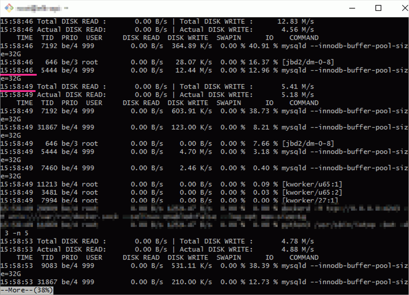 iotop批次模式I/O數據收集