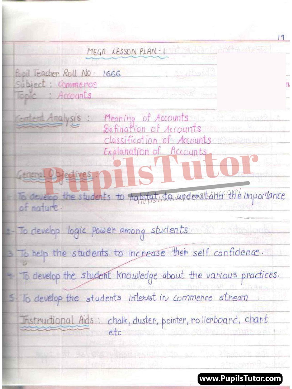 Accounts Lesson Plan – (Page And Image Number 1) – Pupils Tutor