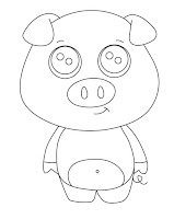 Cute kawaii pig coloring page