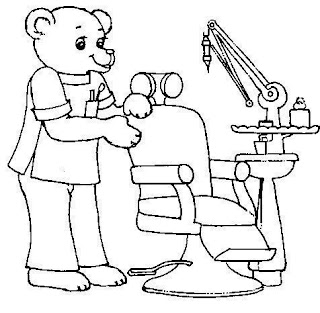 Dentist coloring page for kids age 4-8