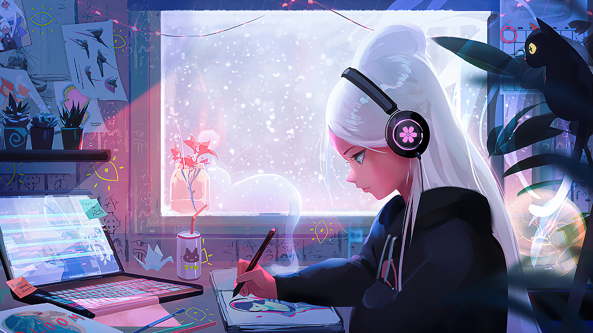 Lofi Chill Anime Girl 4K PC Desktop