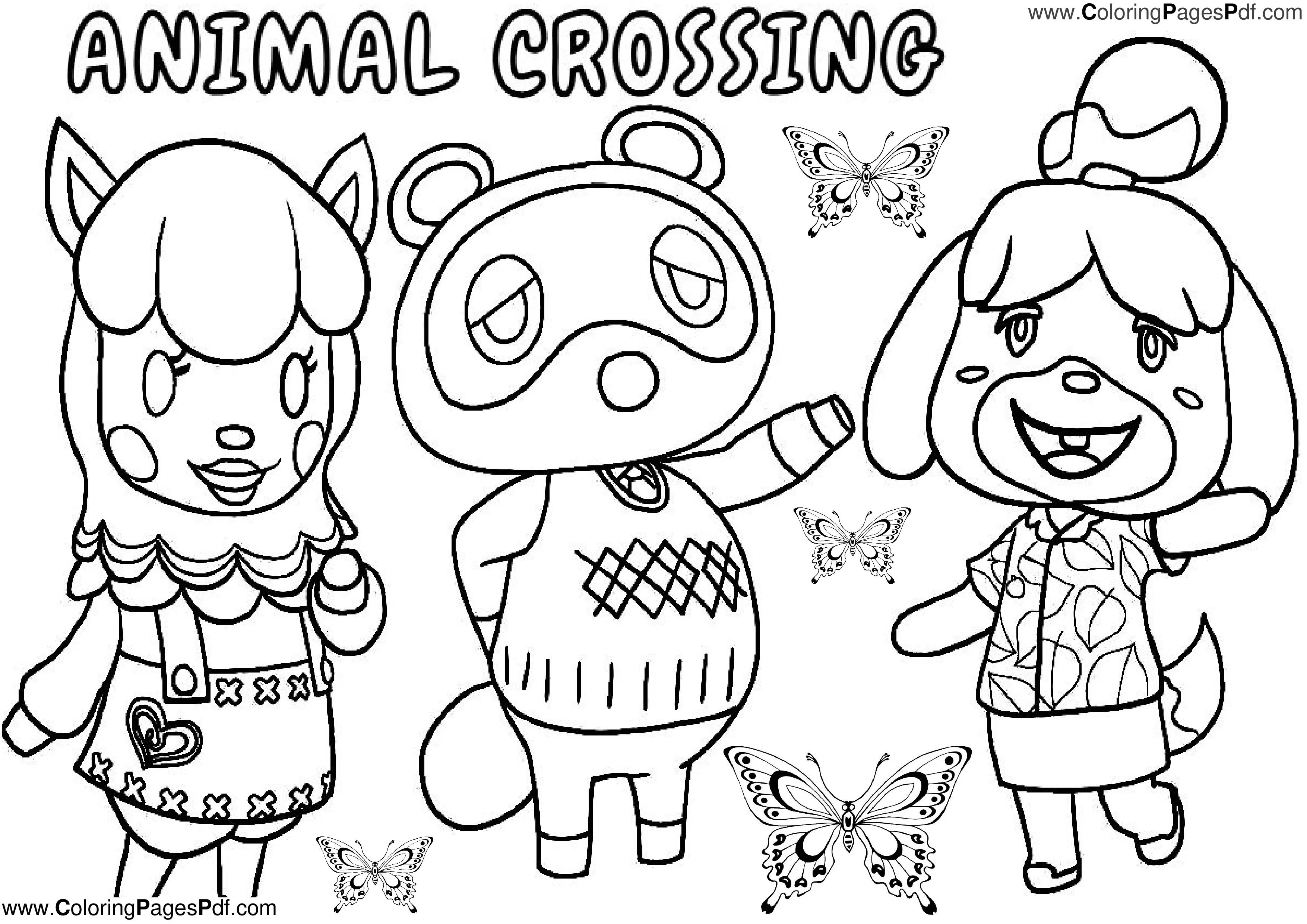 Free animal crossing coloring pages