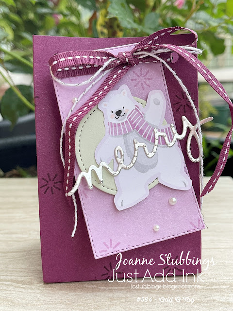Jo's Stamping Spot - Just Add Ink Challenge #584 - Gift bag using Gift Bag Punch Board and Penguin Playmates DSP by Stampin' Up!
