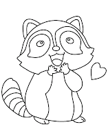 Cute raccoon with heart coloring page