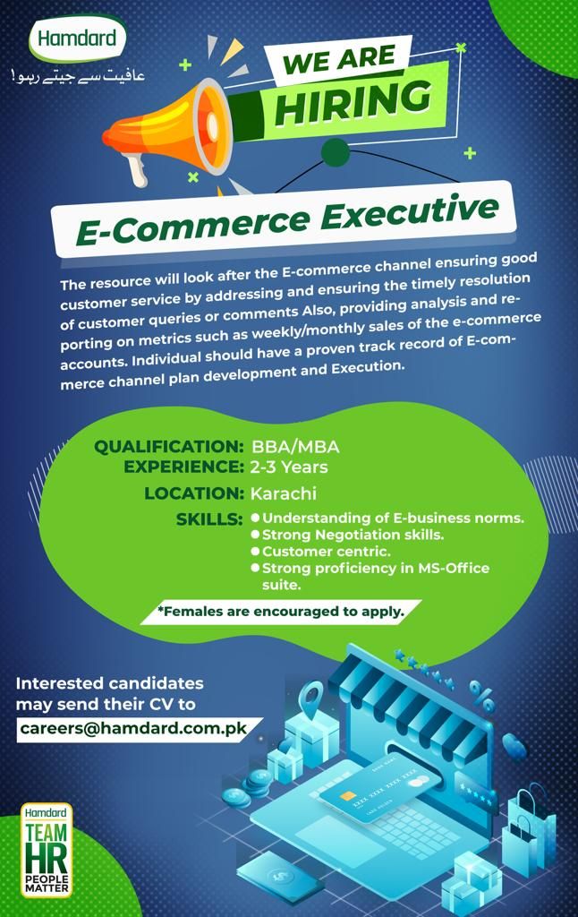 Hamdard Pakistan Jobs E - Commerce Executive