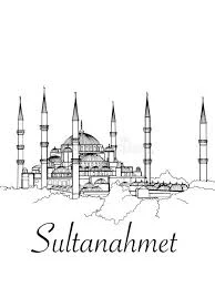 Sultan Ahmet Camii çizimi Renkli