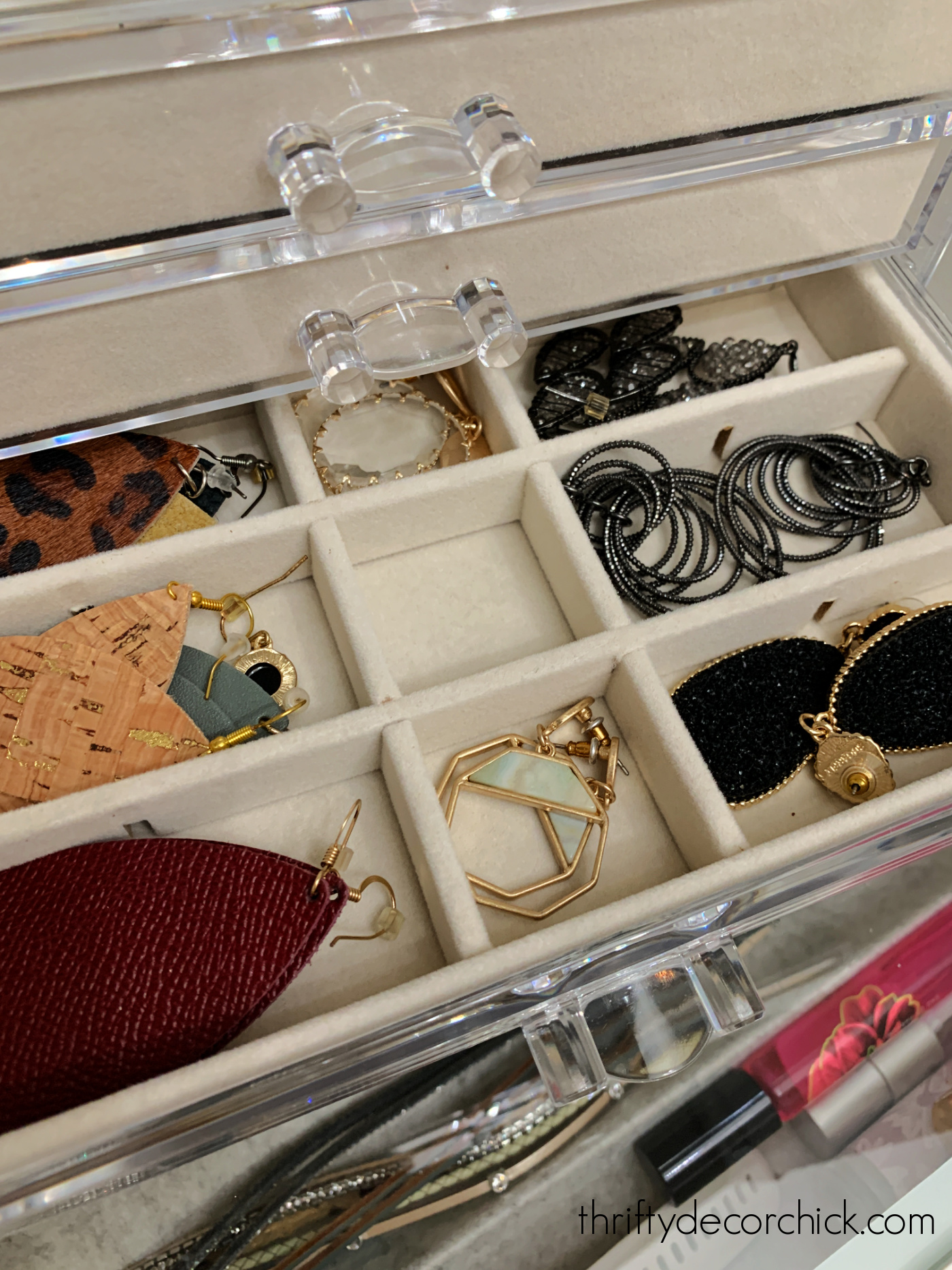 acrylic earring organizer drawers