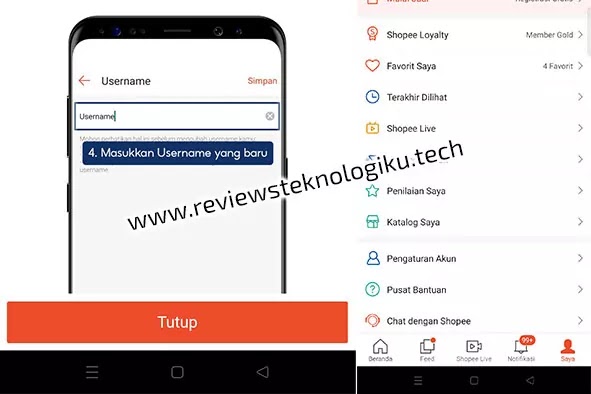 cara mengganti username di shopee