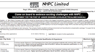 NHPC Junior Engineer Recruitment 2022 @nhpcindia.com