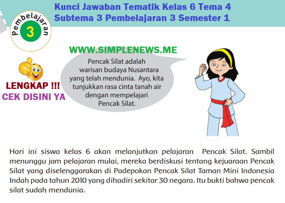 Kunci Jawaban Tematik Kelas 6 Tema 4 Subtema 3 Pembelajaran 3 www.simplenews.me