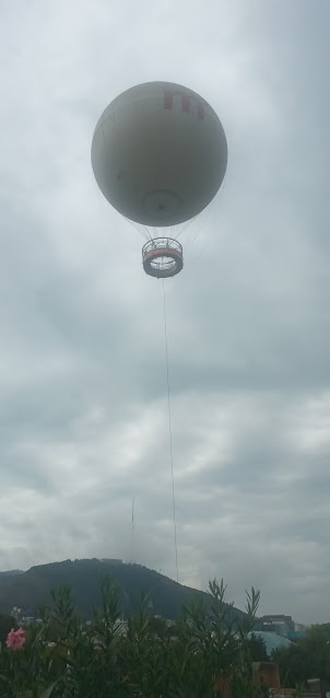 Hot Air balloon in the air at Rike Square in Tbilisi.