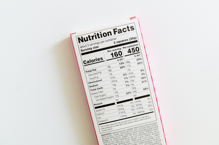 Trader Joe's Pinks & Whites Dark Chocolate Bar nutrition info