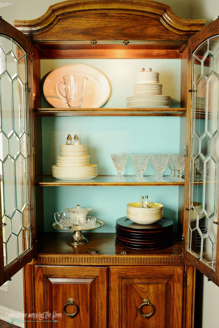 White Dishes in China Cabinet