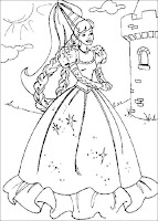 Barbie near the castle Coloring Pages