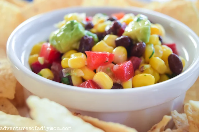 bowl of texas caviar and torilla chips