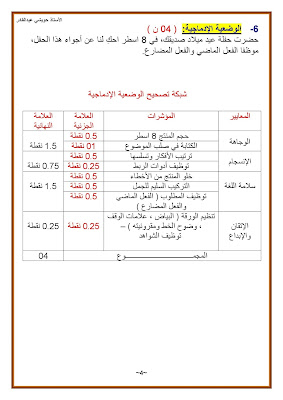 نماذج مواضيع في اللغة العربية و الرياضيات للسنة الرابعة ابتدائي مع الحلول 2021-2022