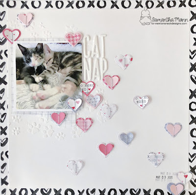 Cat Nap Layout by Samantha Mann for Newton's Nook Designs, Scrapook, Scrapbooking, Die Cuts, Patterned Paper, #newtonsnook #newtonsnookdesigns #scrapbook #scrapbooking #layout #diecuts #diecutting