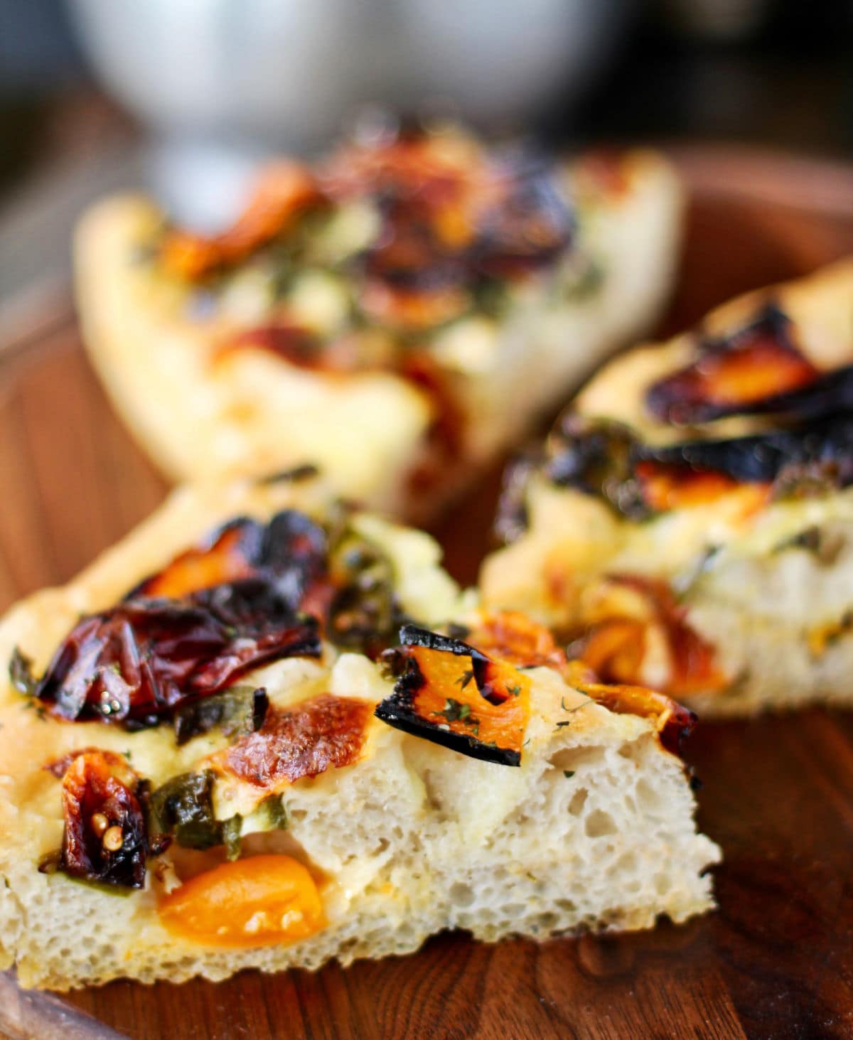 Roasted Pepper and Chile Focaccia baked.