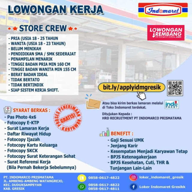 Lowongan Kerja Store Crew Indomaret Rembang