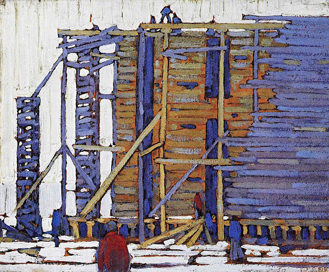 a Lawren Harris painting of a construction site 1916