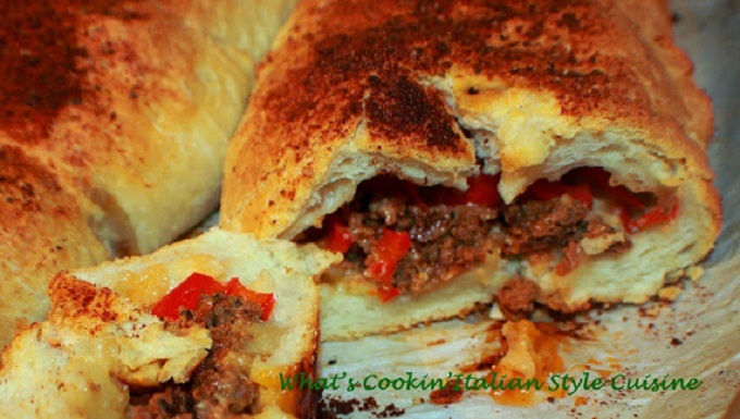 sausage stromboli with peppers
