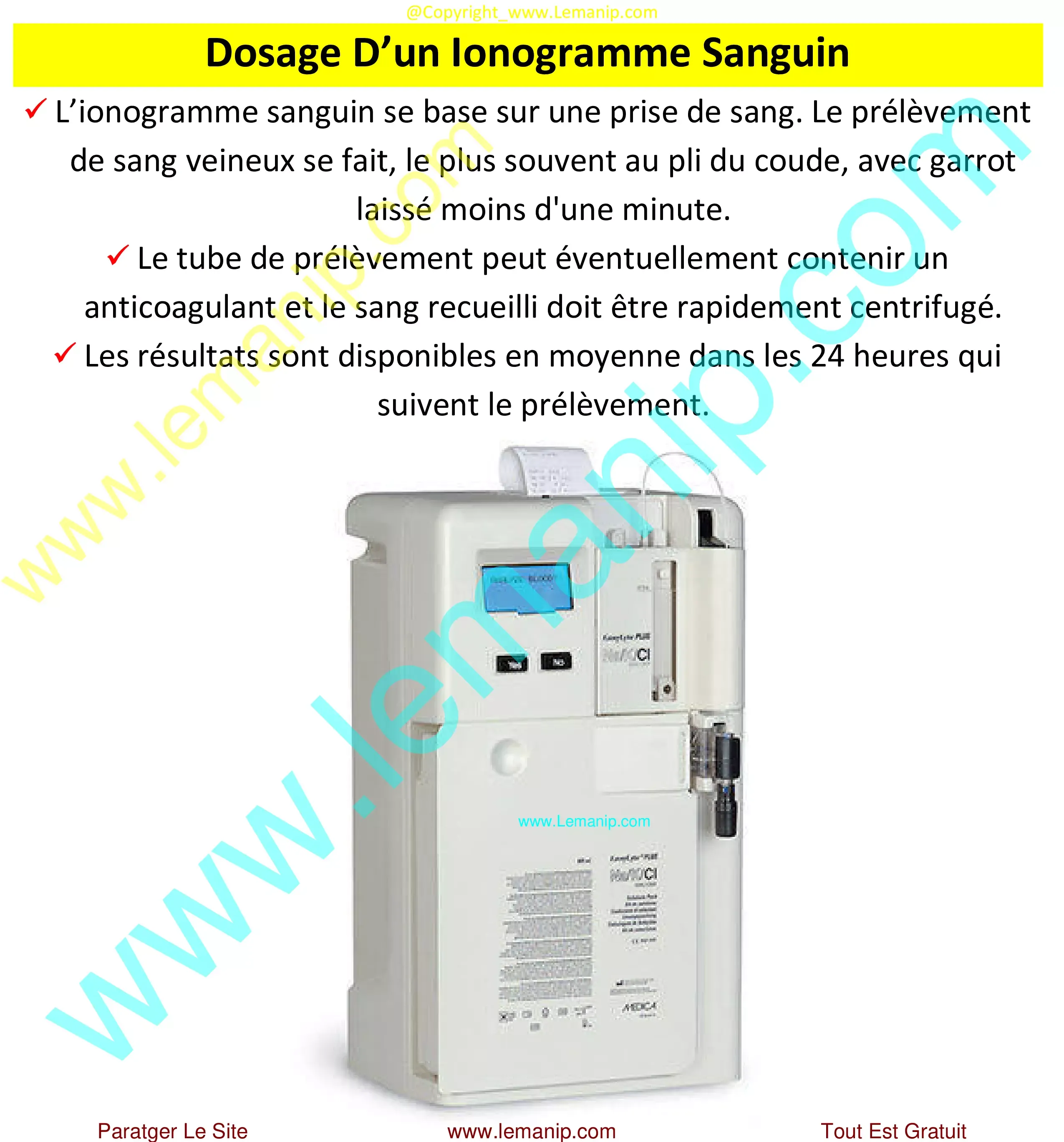 Dosage Ionogramme Sanguin