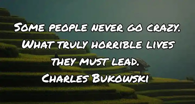 Some people never go crazy. What truly horrible lives they must lead. Charles Bukowski