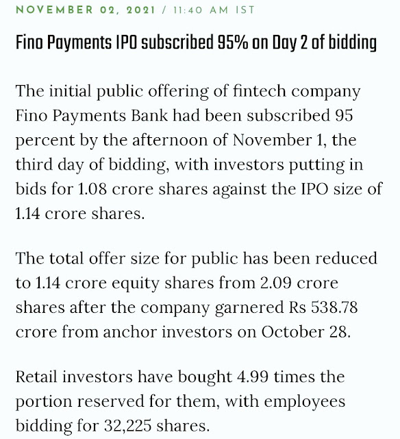 Fino Payments IPO subscribed 95% on Day 2 of bidding - Rupeedesk Reports