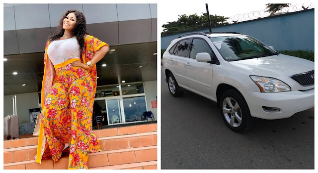 What God cannot do does not exist- Actress Chioma Emenike says as she acquires a brand new Lexus SUV Car (Photos)