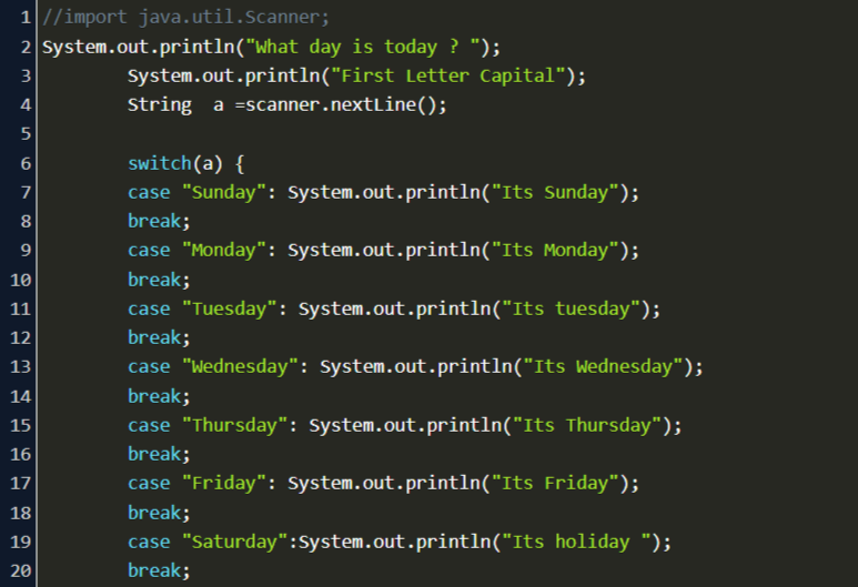 Switch Method in Java